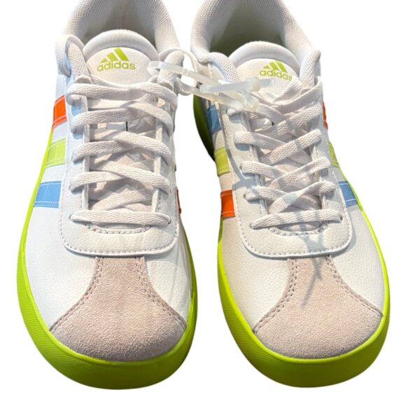 adidas VL Court 3.0 kid's sportswear shoe white/clear sky/solar slime sz 5 NWOB - Picture 3 of 9